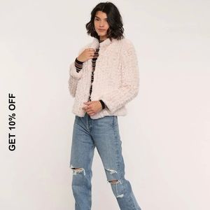 Heartloom Aria Jacket in cream size small faux fur
